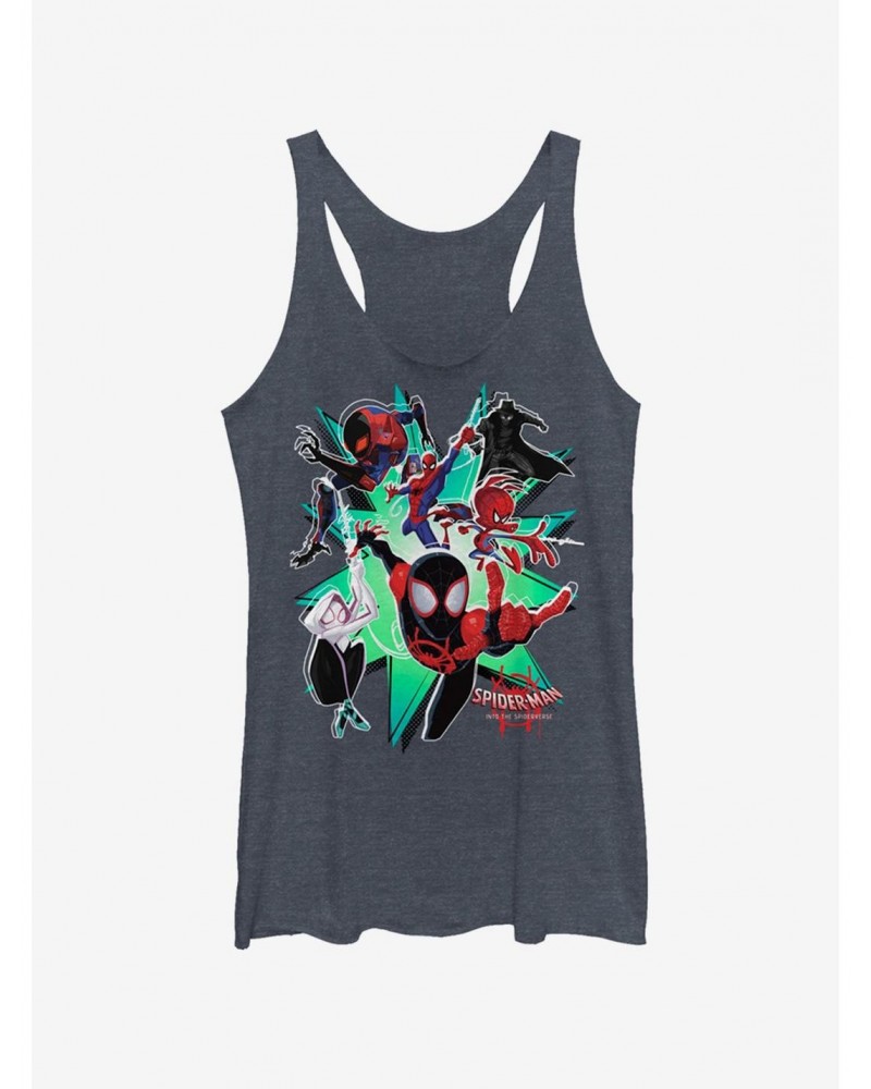 Marvel Spider-Man: Into The Spider-Verse Group Heathered Girls Tank Top $6.22 Tops