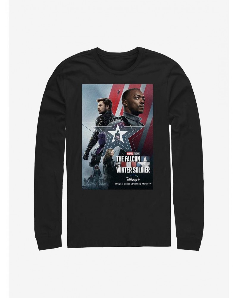 Marvel The Falcon And The Winter Soldier Poster Long-Sleeve T-Shirt $8.16 T-Shirts