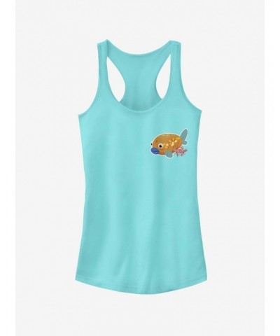 Marvel Spider-Man: Into The Spider-Verse Koi Fish Sticker Pocket Cancun Blue Girls Tank Top $5.98 Tops