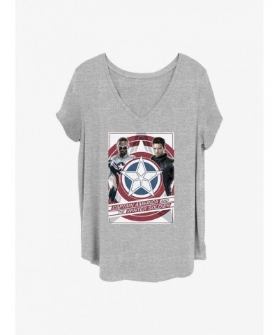 Marvel The Falcon and the Winter Soldier Shield Poster Girls T-Shirt Plus Size $9.71 T-Shirts