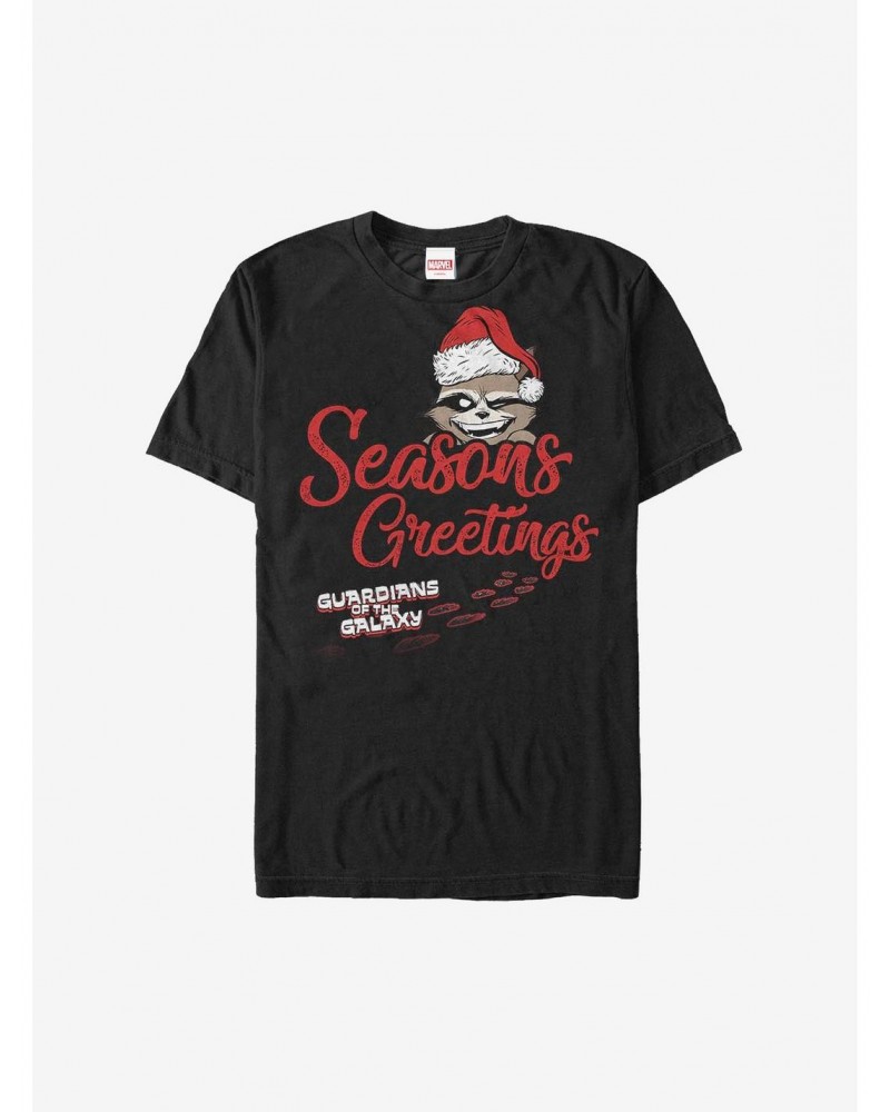 Marvel Guardians Of The Galaxy Hidden Rocket Seasons Greetings Holiday T-Shirt $8.99 T-Shirts