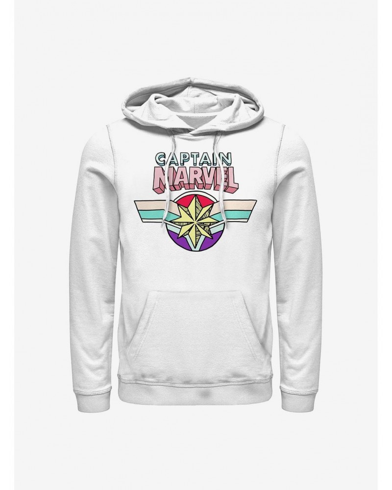 Marvel Captain Marvel Cartoon Logo Hoodie $17.24 Hoodies