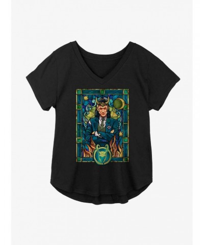 Marvel Loki Stained Glass Variant Girls Plus Size T-Shirt $11.10 T-Shirts