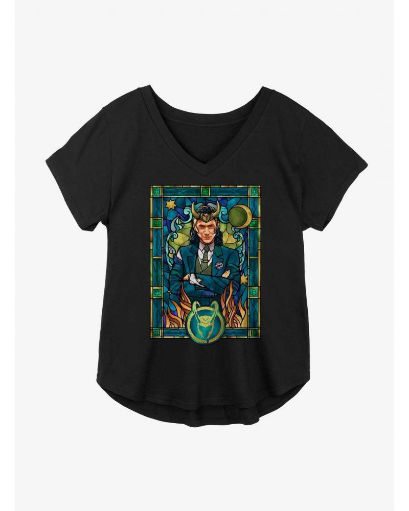 Marvel Loki Stained Glass Variant Girls Plus Size T-Shirt $11.10 T-Shirts