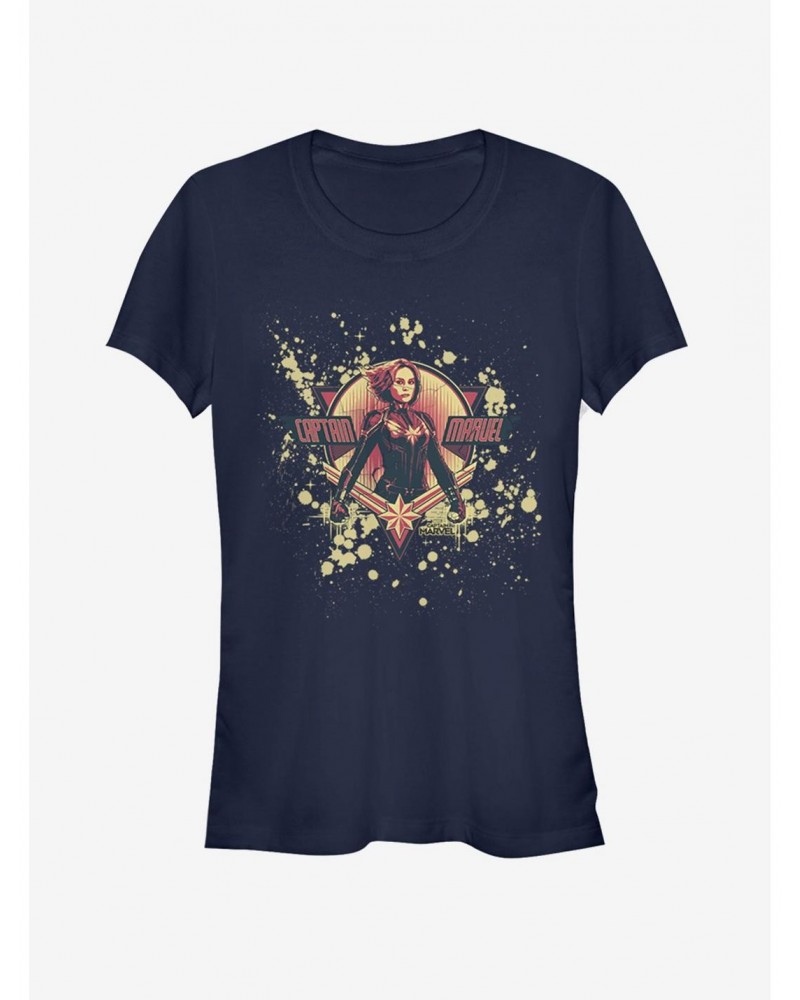 Marvel Captain Marvel Splatter Logo Girls T-Shirt $9.16 T-Shirts