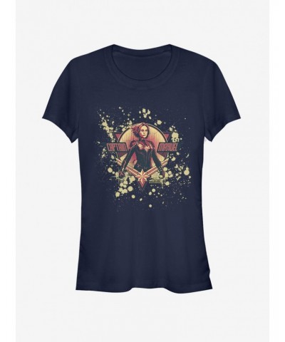 Marvel Captain Marvel Splatter Logo Girls T-Shirt $9.16 T-Shirts