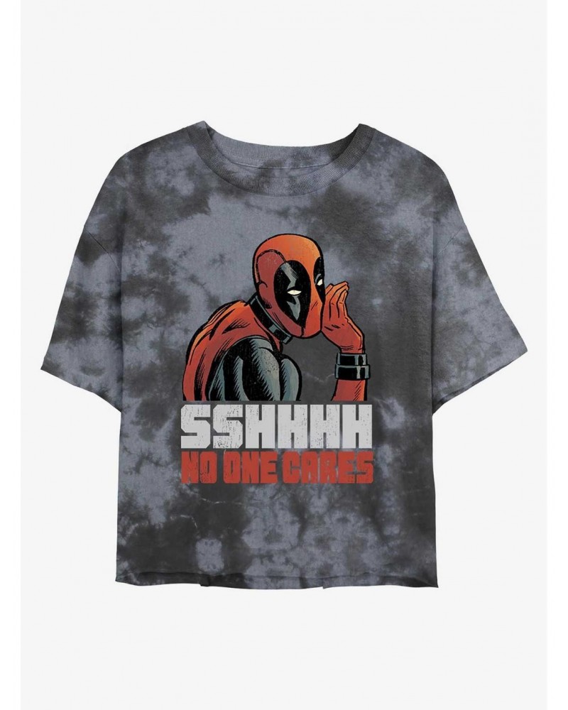 Marvel Deadpool No One Cares Tie-Dye Girls Crop T-Shirt $9.25 T-Shirts