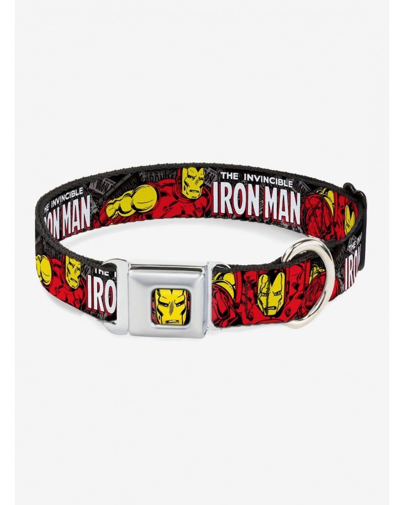 Marvel Iron Man Stacked Comic Seatbelt Buckle Dog Collar $9.71 Pet Collars