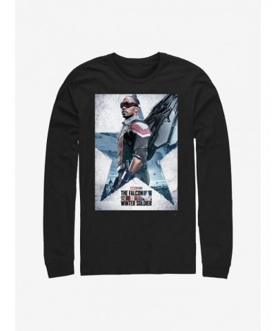 Marvel The Falcon And The Winter Soldier Falcon Poster Long-Sleeve T-Shirt $8.95 T-Shirts