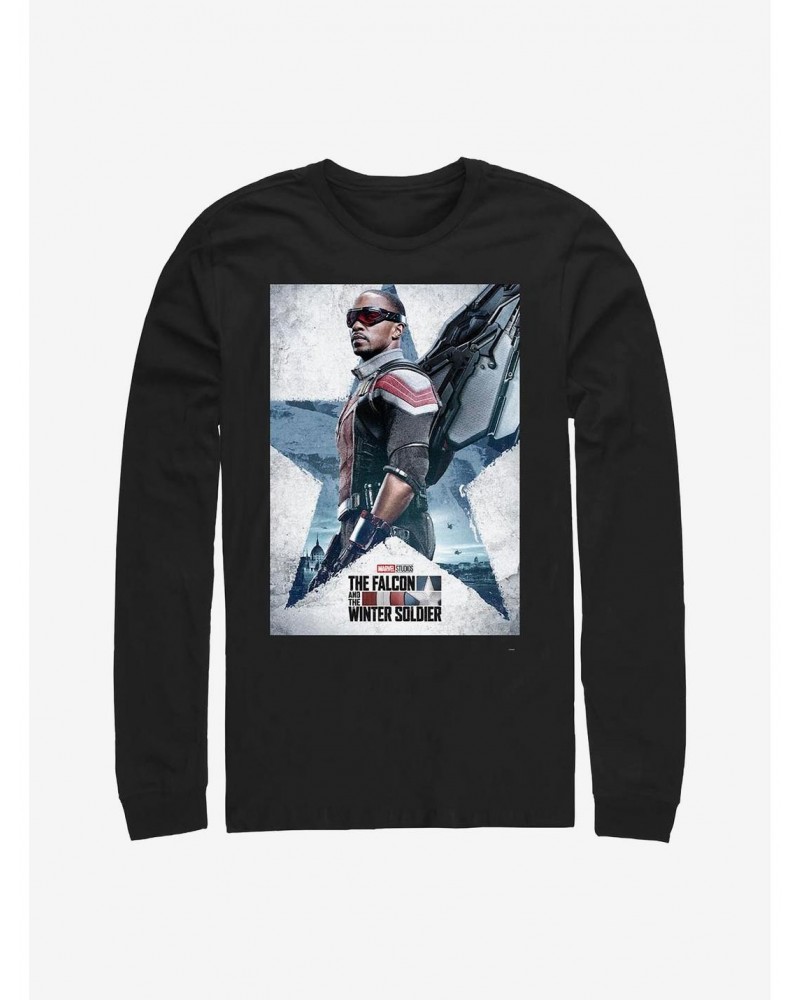 Marvel The Falcon And The Winter Soldier Falcon Poster Long-Sleeve T-Shirt $8.95 T-Shirts