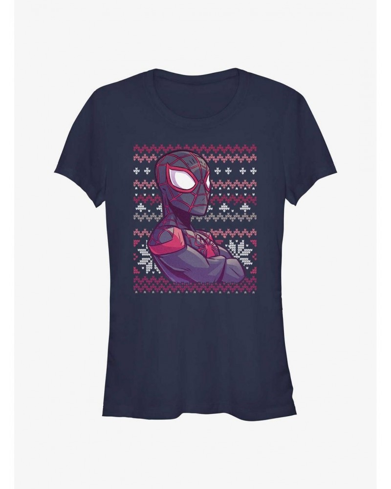 Marvel Spider-Man Miles Morales Ugly Christmas Girls T-Shirt $7.57 T-Shirts