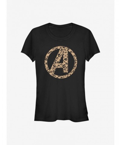 Marvel Avengers Logo Leopard Fill Girls T-Shirt $7.37 T-Shirts