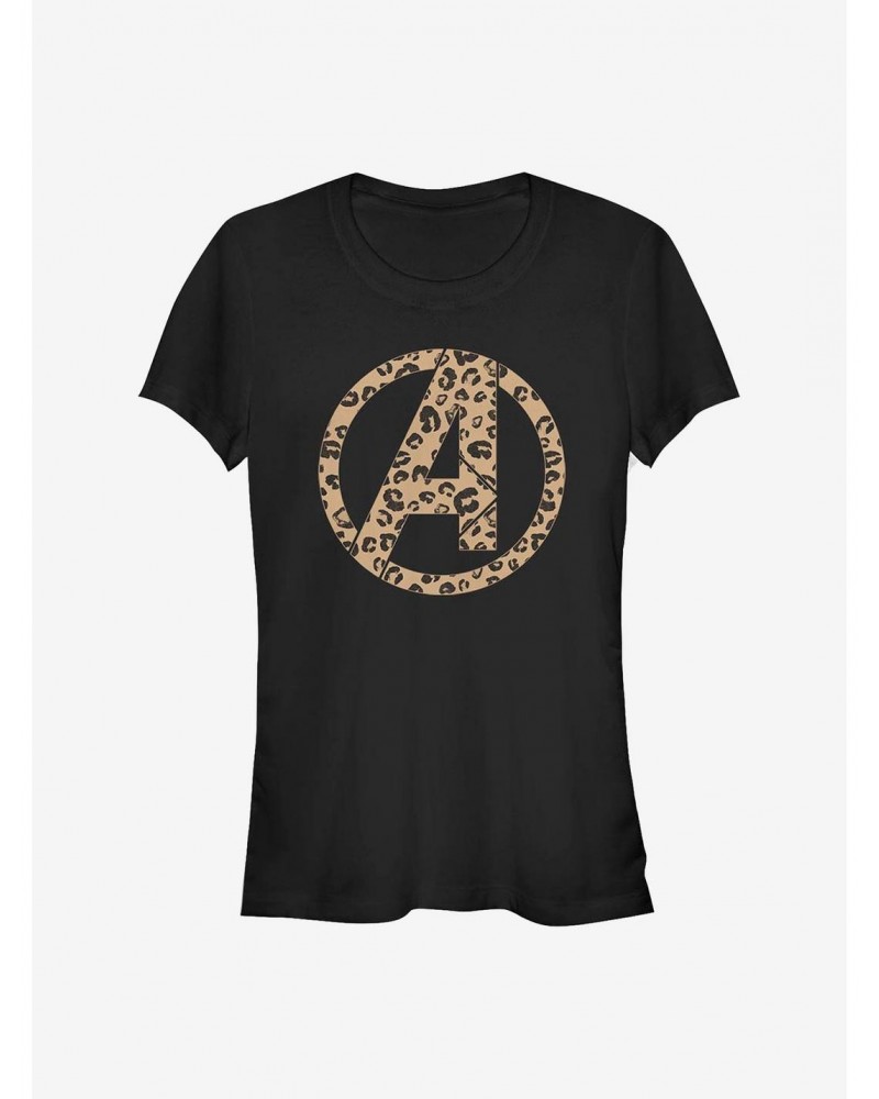 Marvel Avengers Logo Leopard Fill Girls T-Shirt $7.37 T-Shirts