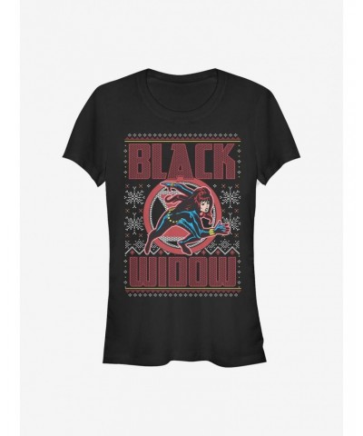 Marvel Black Widow Ugly Holiday Girls T-Shirt $7.17 T-Shirts