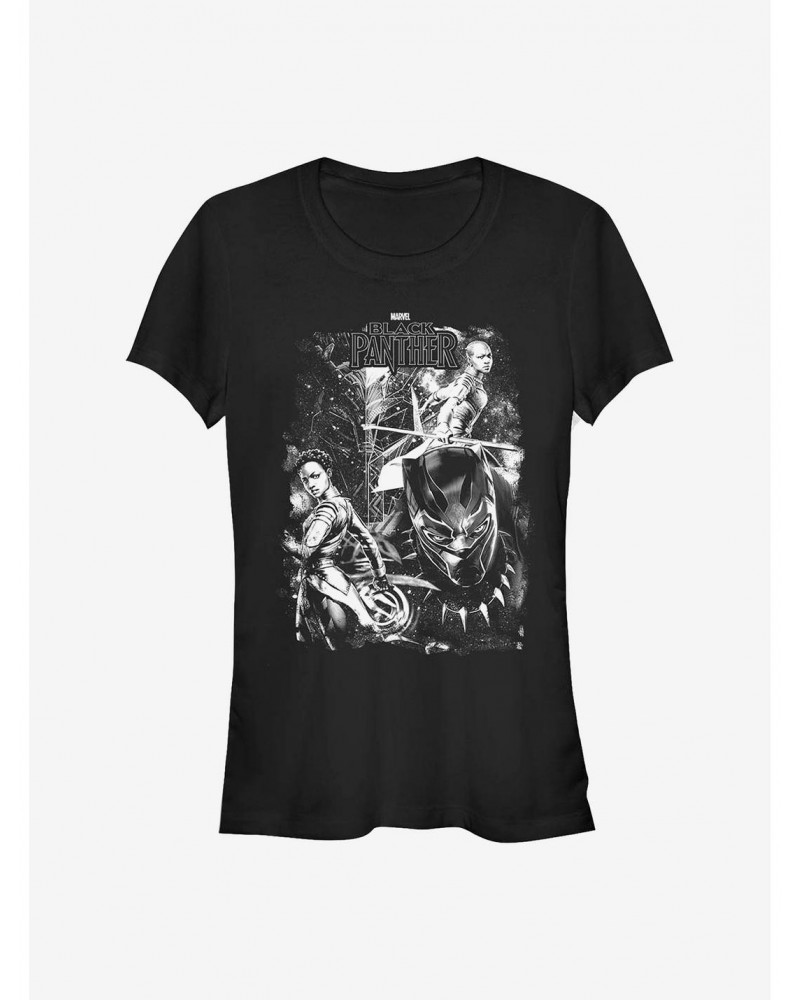 Marvel Black Panther Panther In Stars Girls T-Shirt $9.36 T-Shirts