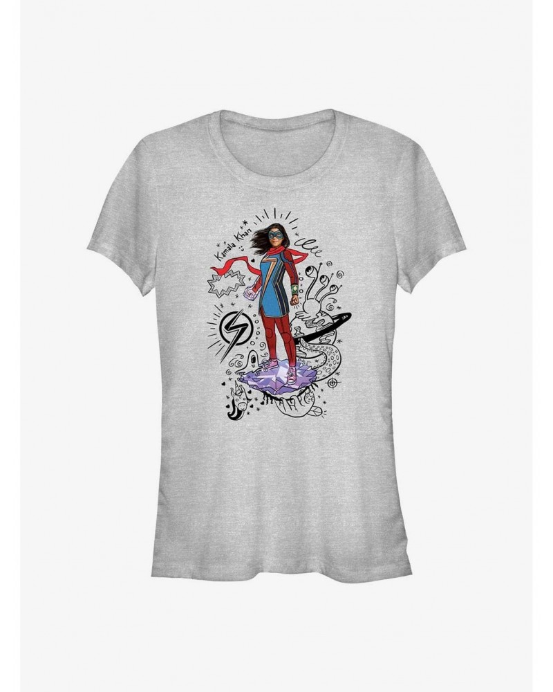 Marvel Ms. Marvel Hero Scribbles Girl's T-Shirt $7.57 T-Shirts