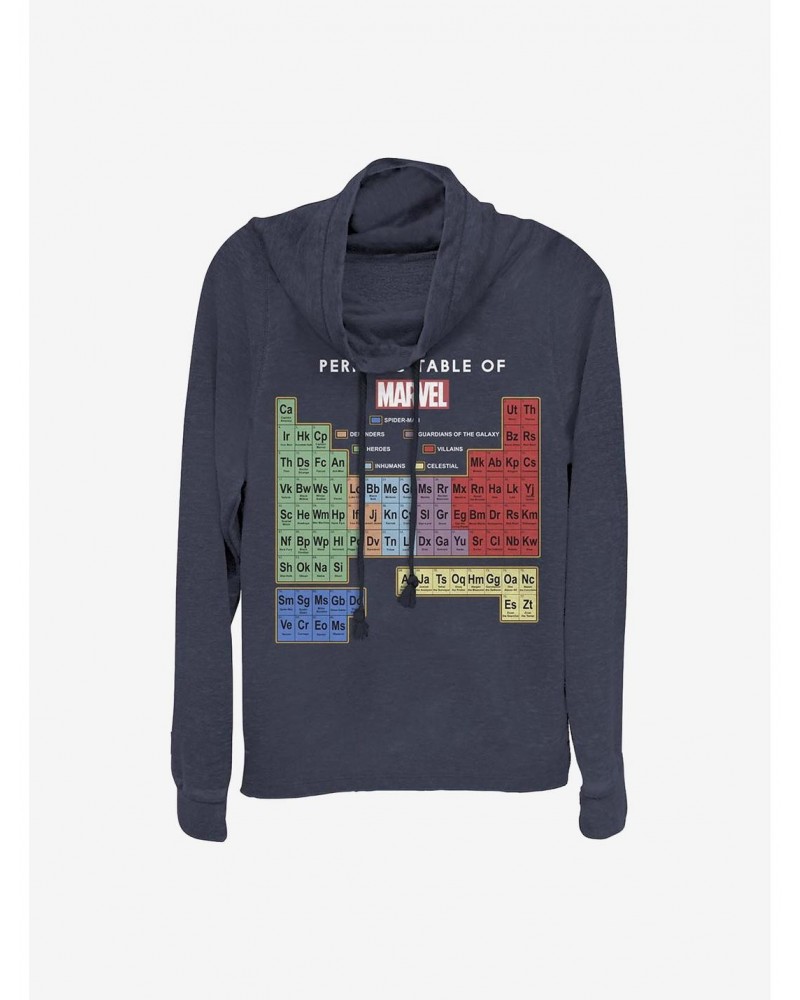 Marvel Periodic Heroes Cowlneck Long-Sleeve Girls Top $10.78 Tops