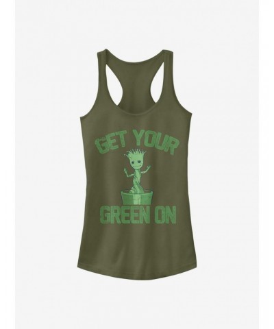 Marvel The Guardians Of The Galaxy Groot Green Girls Tank $9.96 Tanks