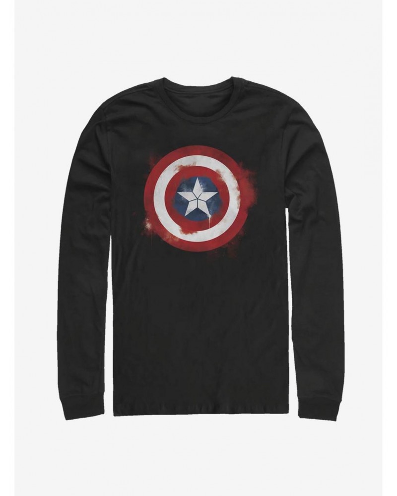 Marvel Captain America Spray Logo Long-Sleeve T-Shirt $12.63 T-Shirts