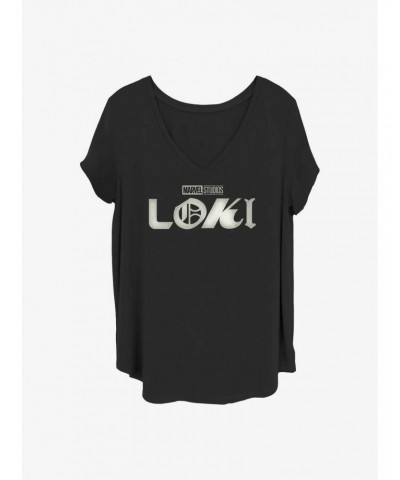 Marvel Loki Logo Film Grain Girls T-Shirt Plus Size $6.94 T-Shirts