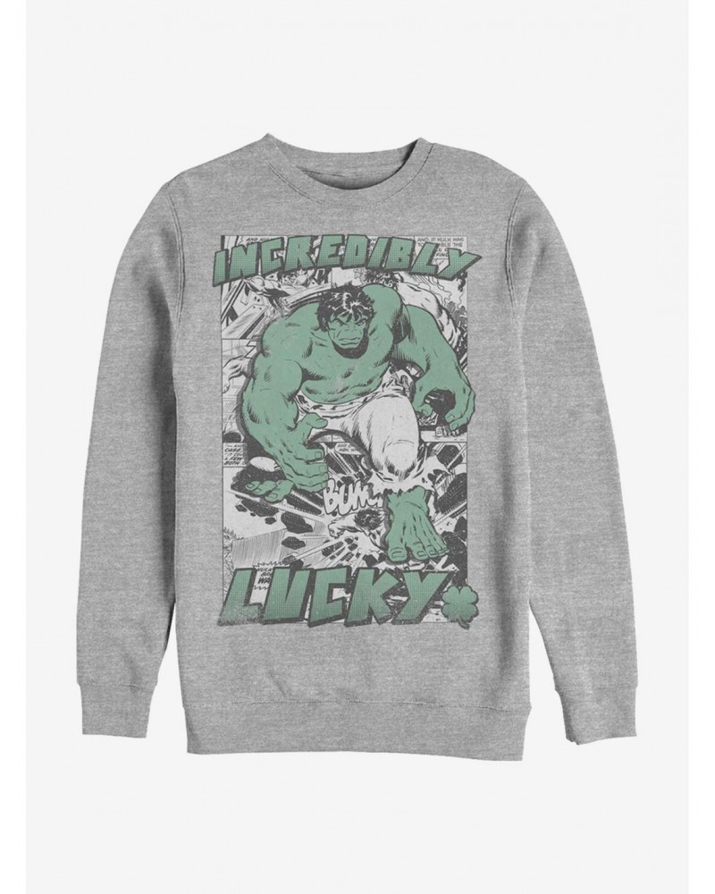 Marvel The Hulk Incredibly Lucky Crew Sweatshirt $12.99 Sweatshirts