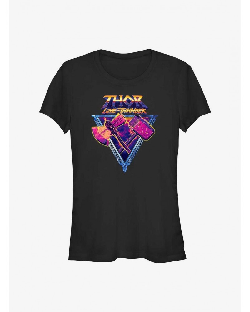 Marvel Thor: Love and Thunder Mjolnir and Stormbreaker Girls T-Shirt $7.17 T-Shirts