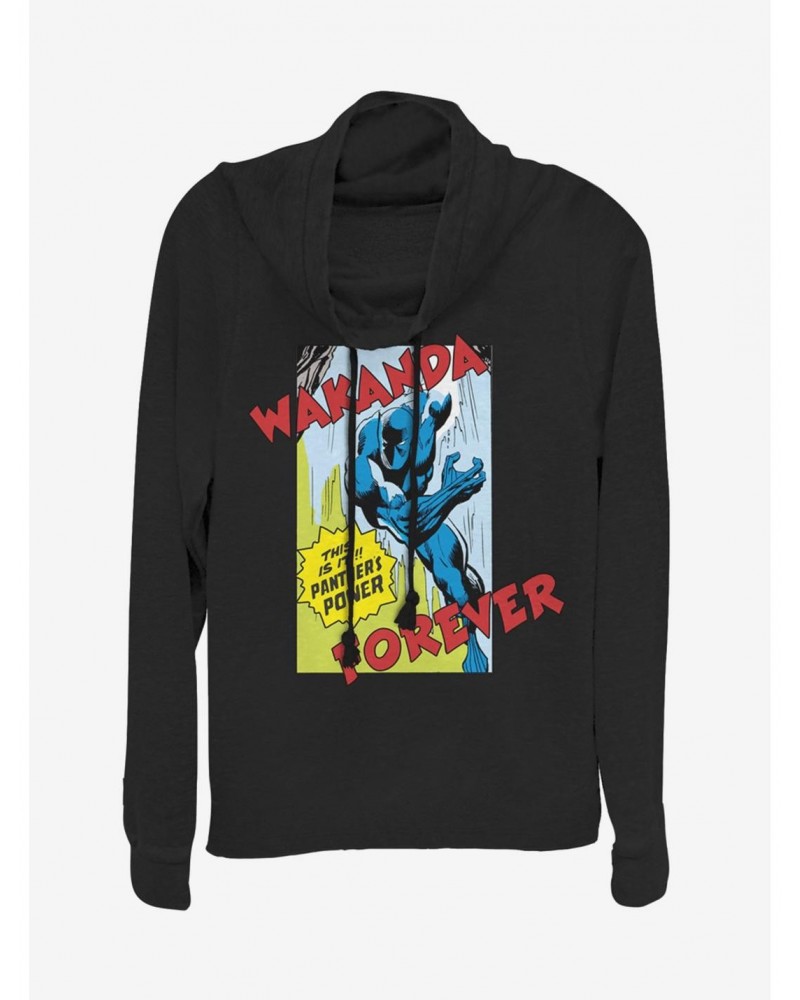 Marvel Black Panther Comic Strip Cowlneck Long-Sleeve Girls Top $15.09 Tops