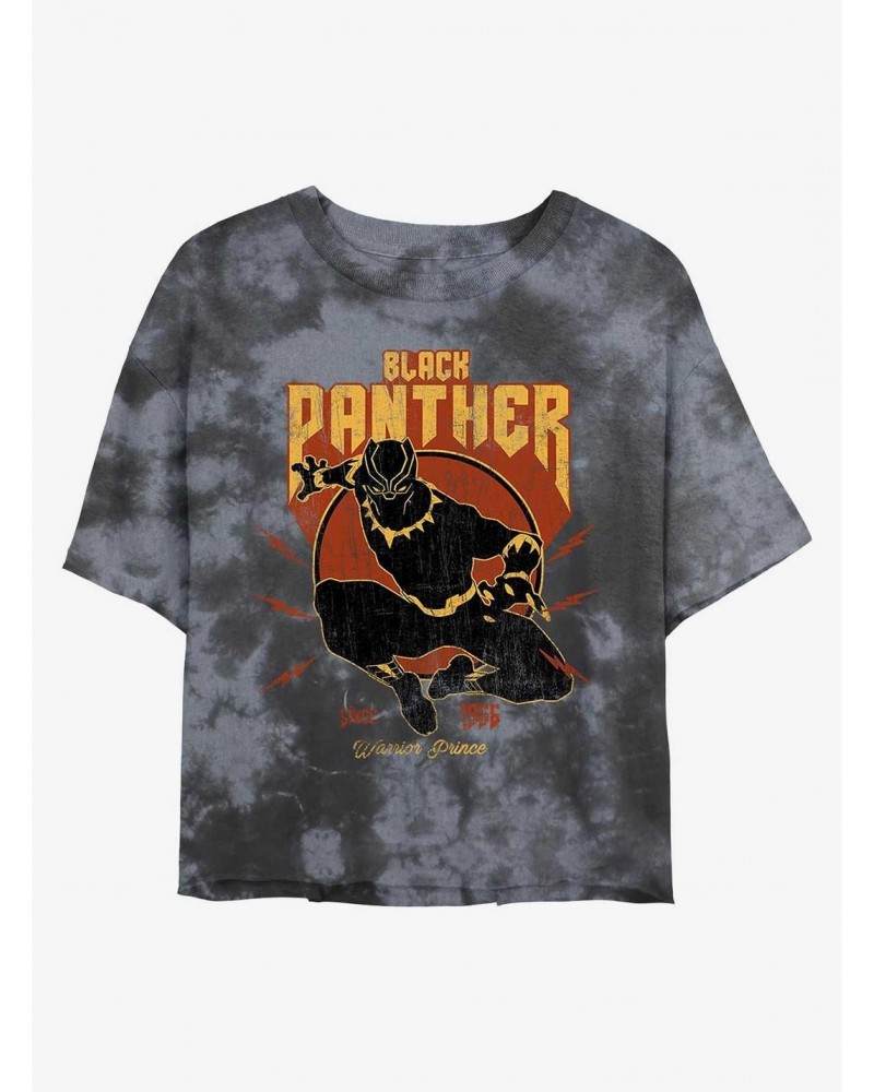 Marvel Black Panther Warrior Prince Tie-Dye Girls Crop T-Shirt $8.09 T-Shirts