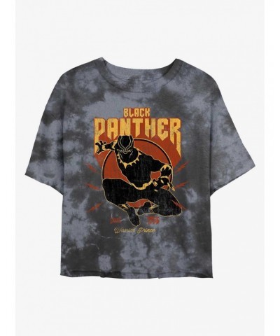 Marvel Black Panther Warrior Prince Tie-Dye Girls Crop T-Shirt $8.09 T-Shirts