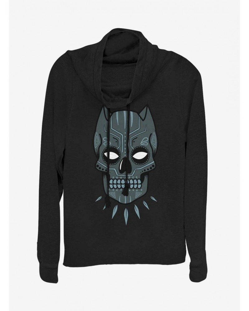 Marvel Black Panther Sugar Skull Cowl Neck Long-Sleeve Girls Top $13.29 Tops