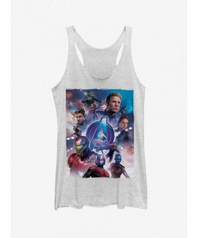 Marvel Avengers: Endgame Basic Poster Girls White Heathered Tank Top $9.32 Tops