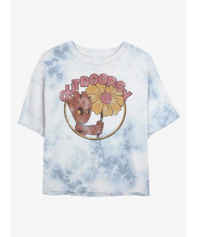 Marvel Guardians of the Galaxy Outdoorsy Groot Tie-Dye Girls Crop T-Shirt $8.09 T-Shirts