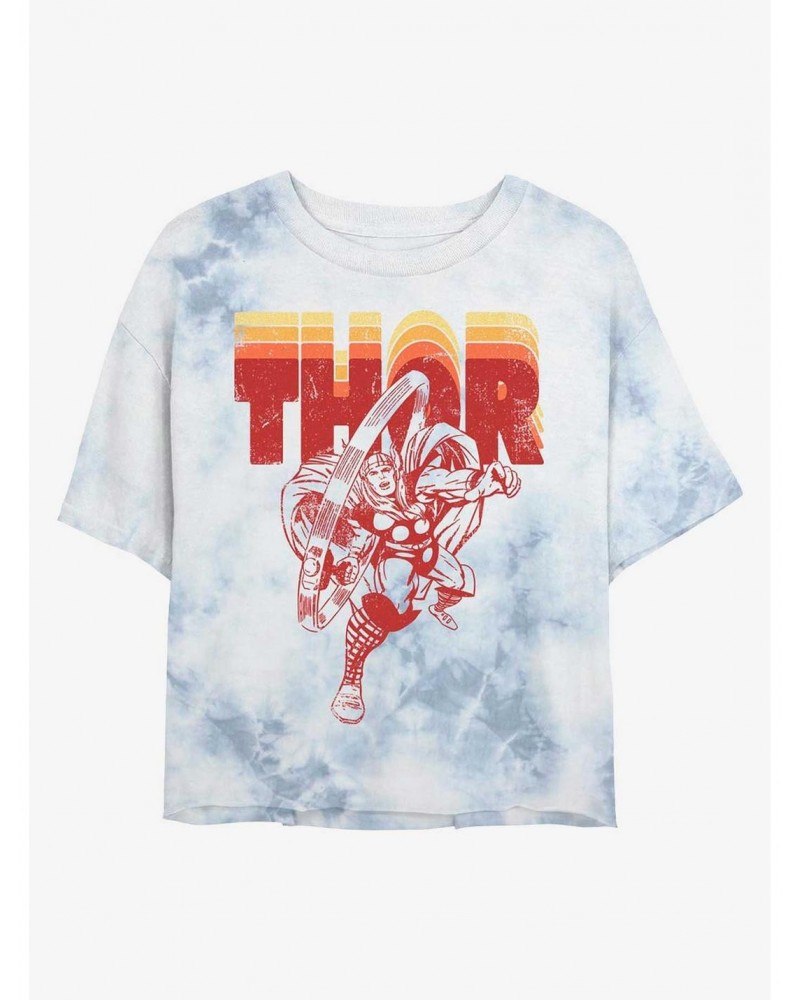 Marvel Thor Retro Thor Tie-Dye Girls Crop T-Shirt $6.94 T-Shirts