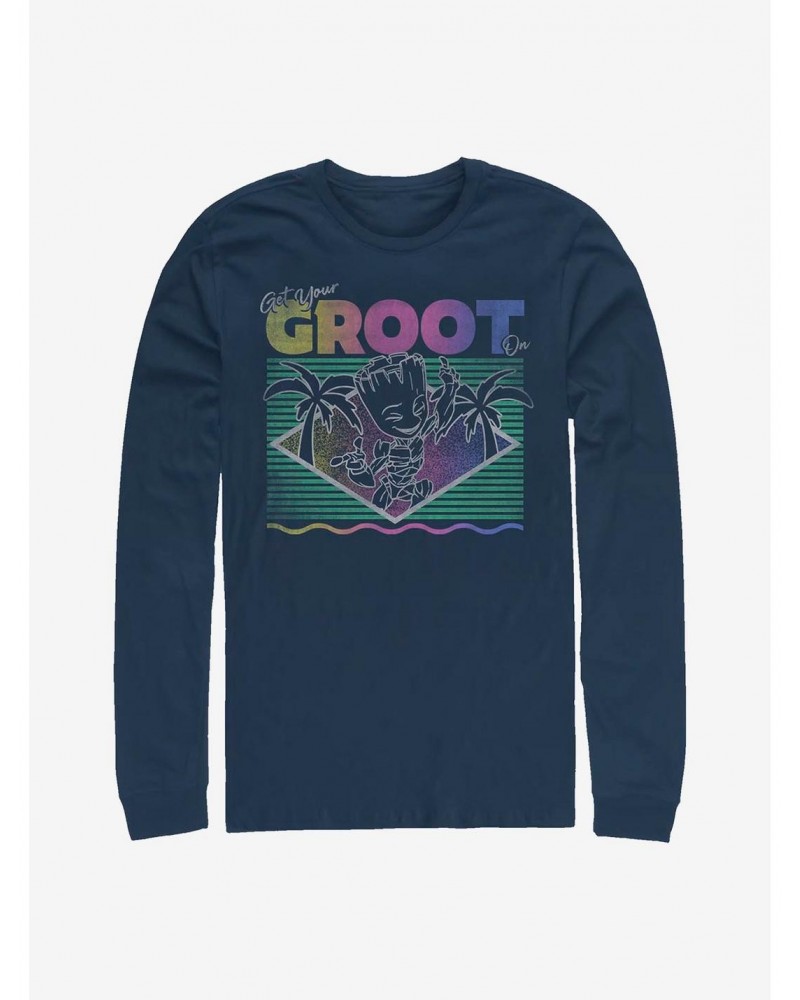 Marvel Guardians Of The Galaxy Vacay Groot Long-Sleeve T-Shirt $13.16 T-Shirts