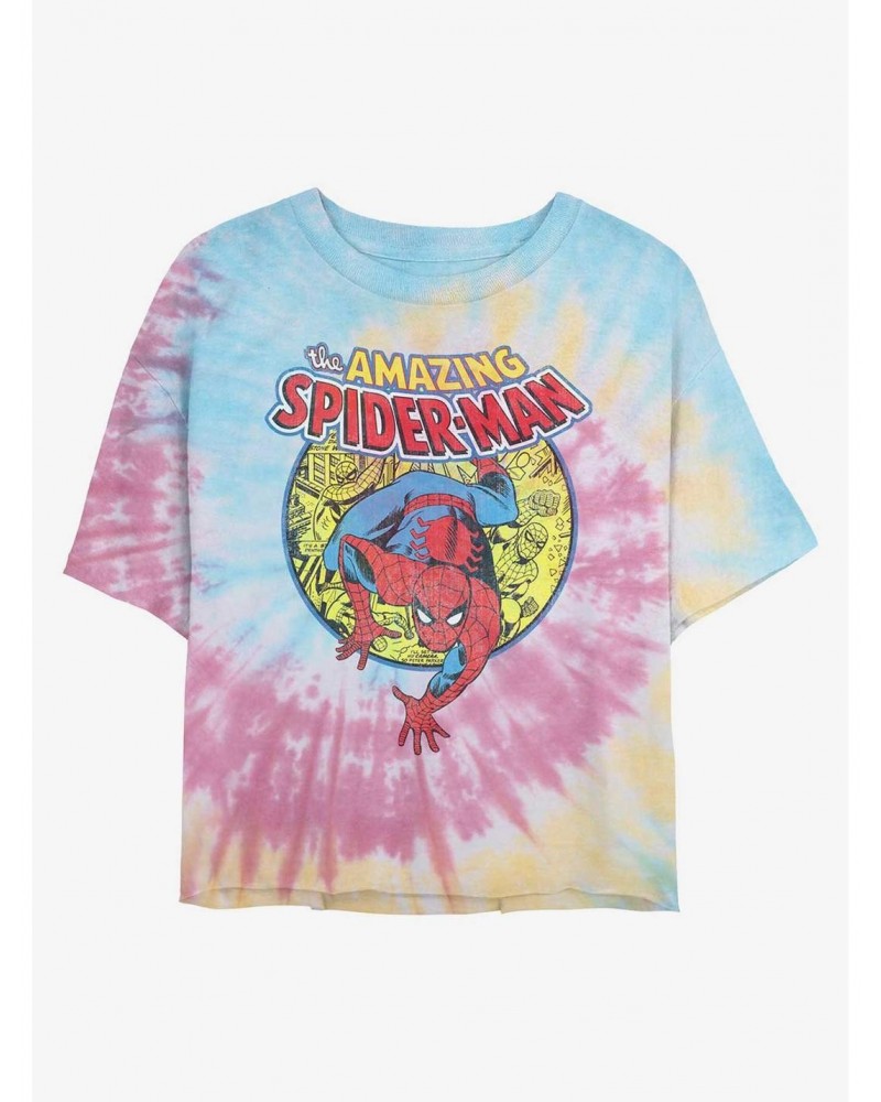 Marvel Spider-Man Urban Hero Tie Dye Crop Girls T-Shirt $9.25 T-Shirts