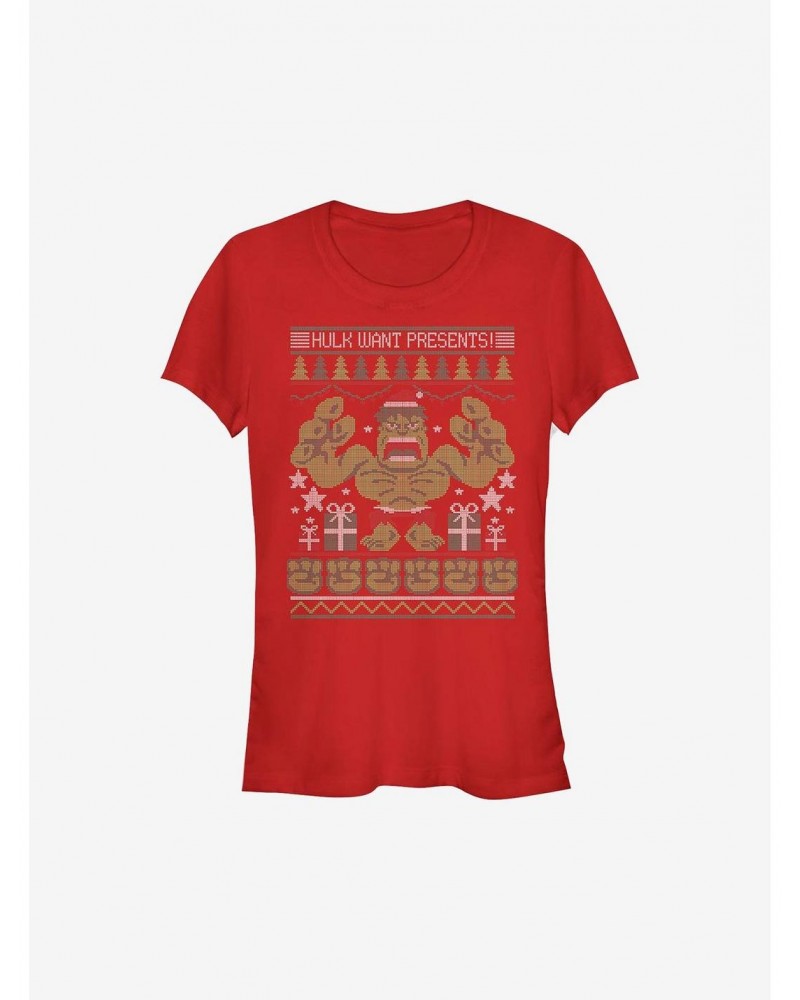 Marvel Hulk Want Presents Holiday Girls T-Shirt $9.96 T-Shirts