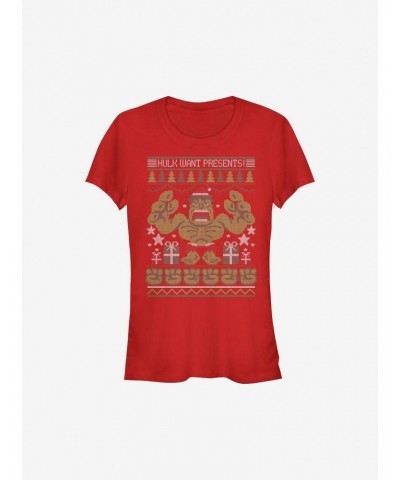 Marvel Hulk Want Presents Holiday Girls T-Shirt $9.96 T-Shirts