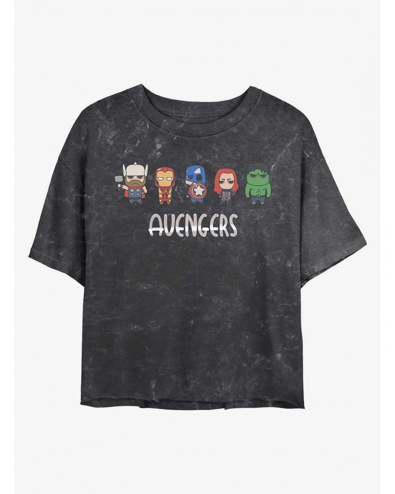 Marvel Avengers Doodle Avengers Mineral Wash Crop Girls T-Shirt $7.17 T-Shirts