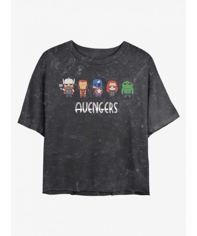 Marvel Avengers Doodle Avengers Mineral Wash Crop Girls T-Shirt $7.17 T-Shirts