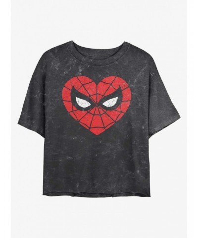 Marvel Spider-Man Spidey Heartbreaker Mineral Wash Crop Girls T-Shirt $9.25 T-Shirts