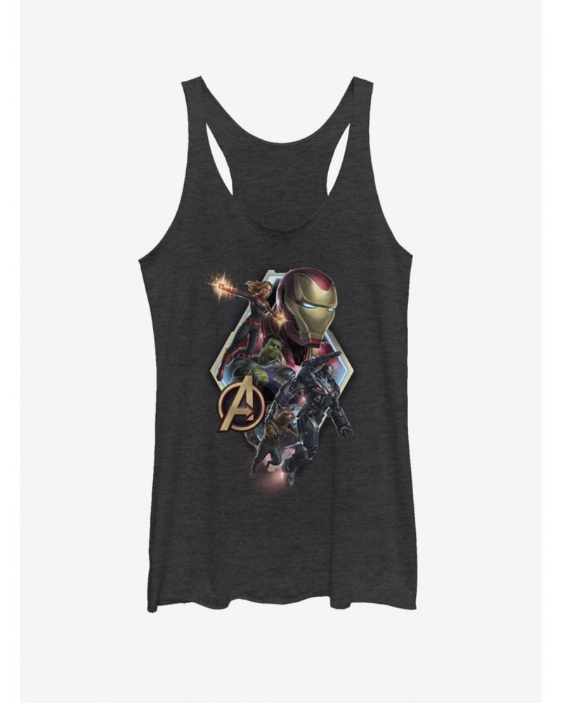 Marvel Avengers: Endgame Diamond Shot Girls Black Heathered Tank Top $8.70 Tops