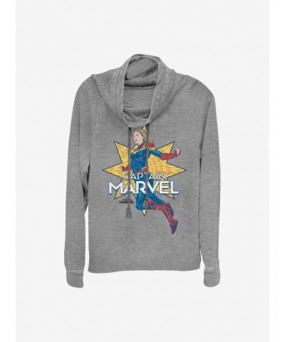 Marvel Captain Marvel Star Marvel Cowlneck Long-Sleeve Girls Top $11.85 Tops