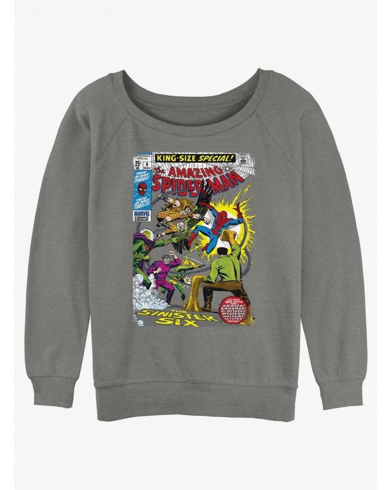 Marvel Spider-Man Sinister Six Comic Girls Slouchy Sweatshirt $14.76 Sweatshirts