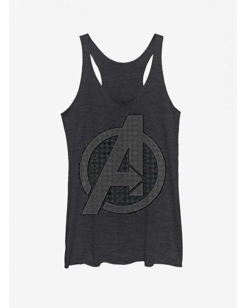 Marvel Avengers: Endgame Grayscale Logo Girls Black Heathered Tank Top $8.50 Tops